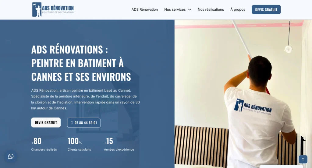 Haut de page pour le site web ADS Rénovation